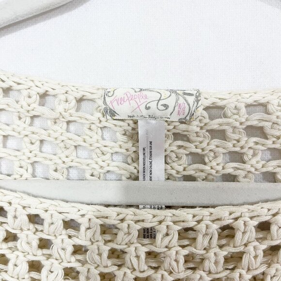 Free People Hayley Crochet Bolero Cream White Open Knit Boho - Size M/L - Picture 3 of 5